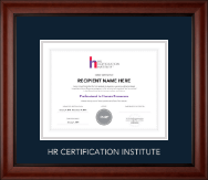 Human Resource Certification Institute Silver Embossed Certificate Frame in Cambridge