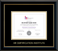 Human Resource Certification Institute Gold Embossed Certificate Frame in Onyx Gold