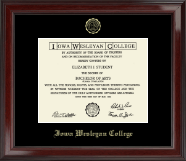 Iowa Wesleyan College Gold Embossed Diploma Frame in Encore