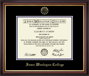 Iowa Wesleyan College Gold Embossed Diploma Frame in Regency Gold