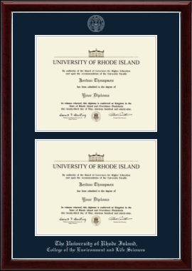 The University of Rhode Island diploma frame - Double Diploma Frame in Gallery Silver