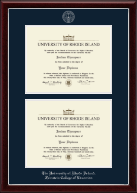 The University of Rhode Island diploma frame - Double Diploma Frame in Gallery Silver