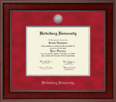 Heidelberg University Tiffin diploma frame - Presidential Silver Engraved Diploma Frame in Jefferson