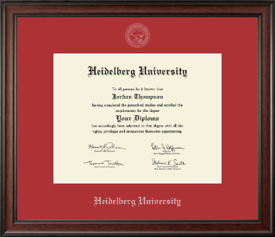 Heidelberg University Tiffin diploma frame - Silver Embossed Diploma Frame in Studio