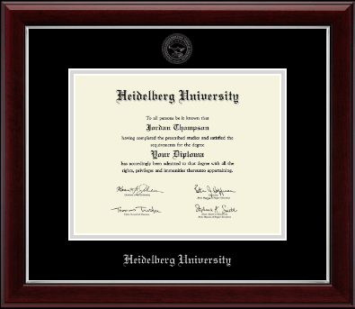 Heidelberg University Tiffin diploma frame - Silver Embossed Diploma Frame in Gallery Silver