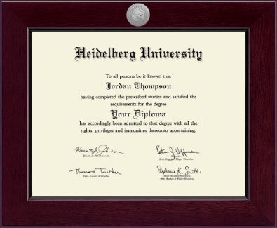 Heidelberg University Tiffin diploma frame - Century Silver Engraved Diploma Frame in Cordova