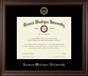 Kansas Wesleyan University Gold Embossed Diploma Frame in Studio