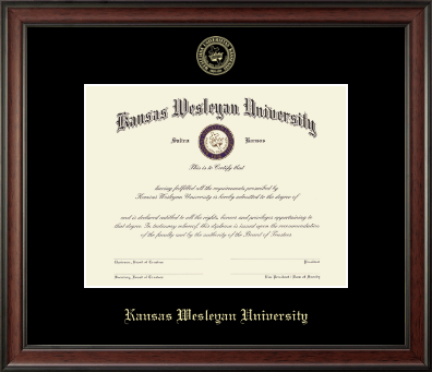 Kansas Wesleyan University diploma frame - Gold Embossed Diploma Frame in Studio