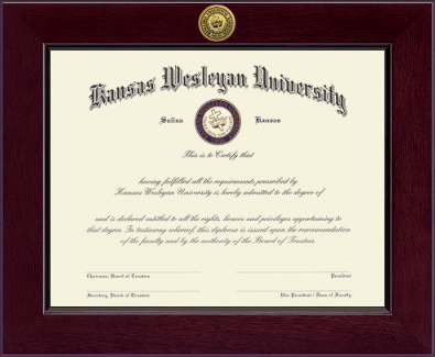 Kansas Wesleyan University diploma frame - Century Gold Engraved Diploma Frame in Cordova