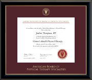 American Board of Physical Therapy Specialties Gold Embossed Certificate Frame in Onyx Gold