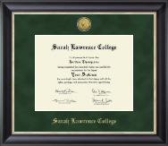 Sarah Lawrence College Gold Engraved Medallion Diploma Frame in Noir