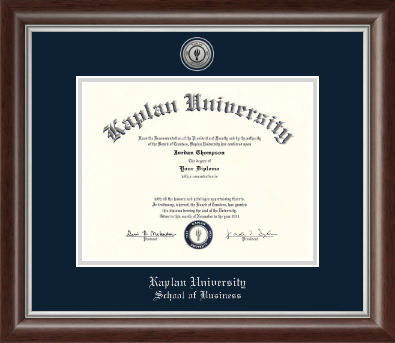 Kaplan University diploma frame - Silver Engraved Medallion Diploma Frame in Devonshire