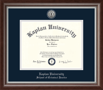 Kaplan University diploma frame - Silver Engraved Medallion Diploma Frame in Devonshire