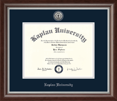 Kaplan University diploma frame - Silver Engraved Medallion Diploma Frame in Devonshire