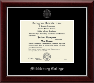 Middlebury College Silver Embossed Diploma Frame in Gallery Silver