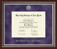 The City College of New York Silver Engraved Medallion Diploma Frame in Devonshire