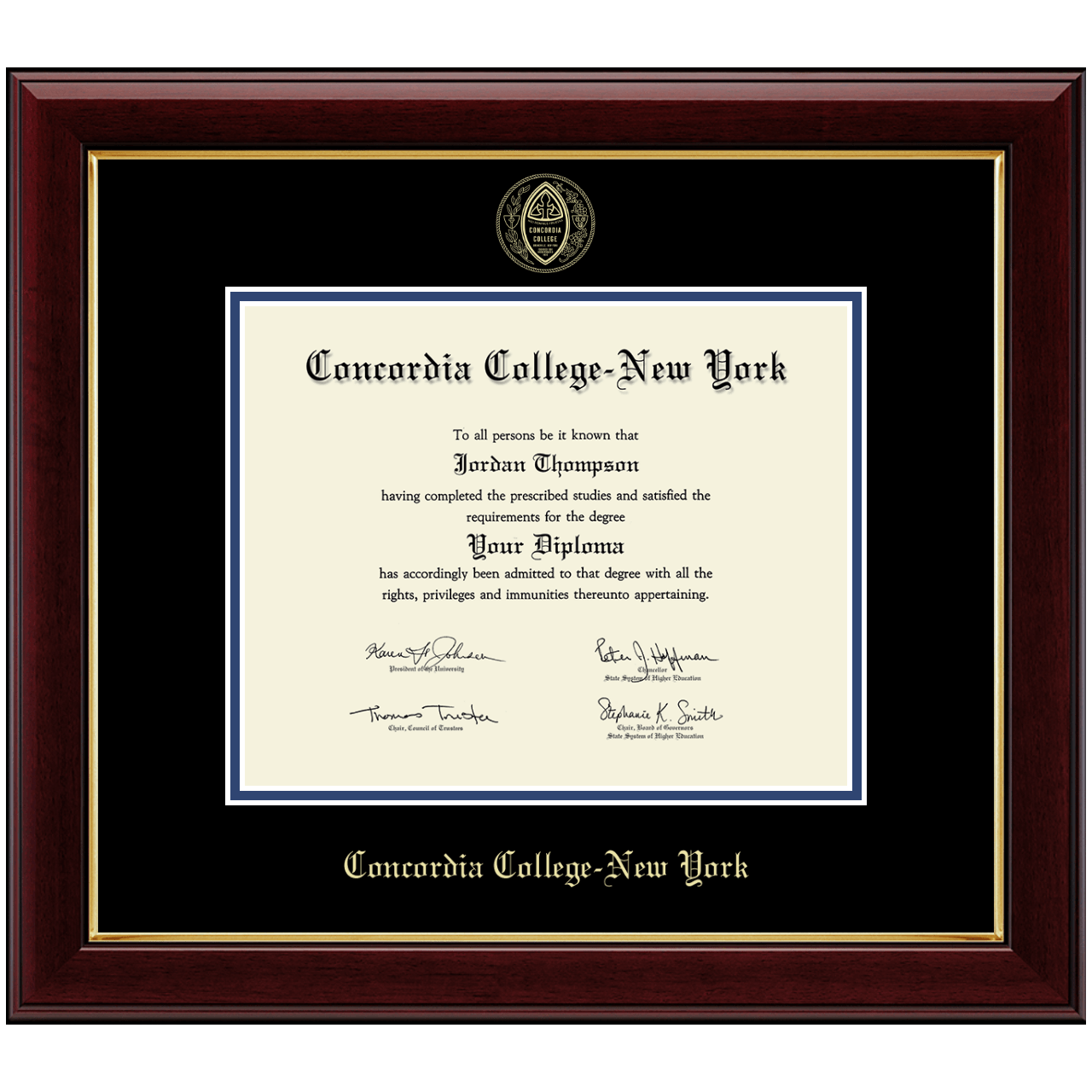 Gold Embossed Diploma Frame in Gallery Concordia College New York