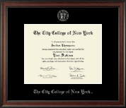The City College of New York Silver Embossed Diploma Frame in Studio