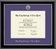 The City College of New York diploma frame - Silver Engraved Medallion Diploma Frame in Onyx Silver