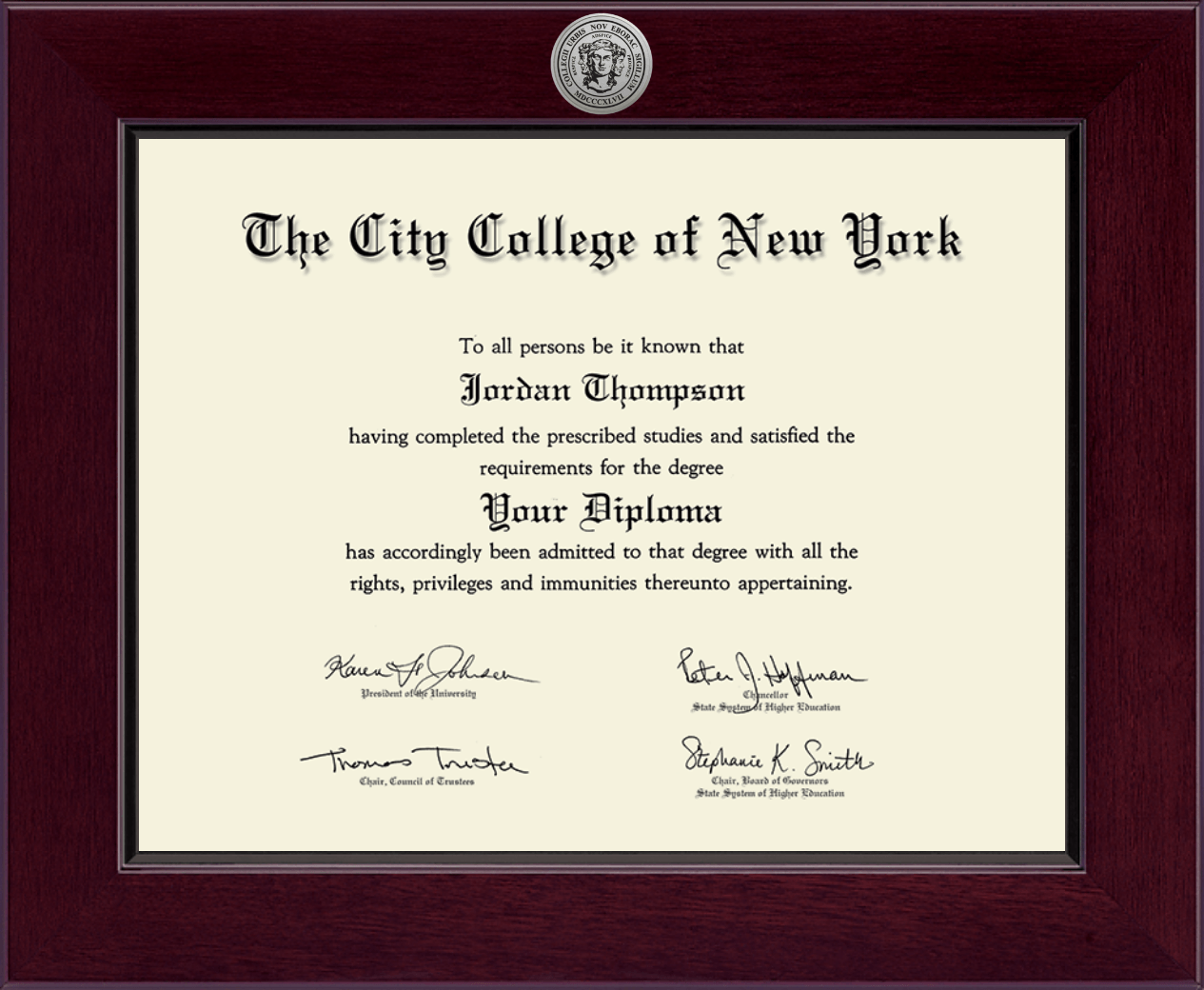 The City College Of New York Century Silver Engraved Diploma Frame In Cordova Item 2513 The City College Of New York Century Silver Engraved Diploma Frame In Cordova Item 2513