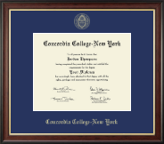Concordia College New York Gold Embossed Diploma Frame in Studio Gold