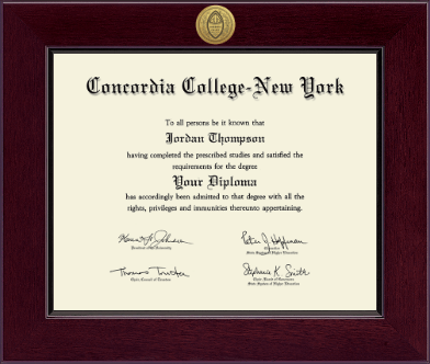 Concordia College New York diploma frame - Century Gold Engraved Diploma Frame in Cordova