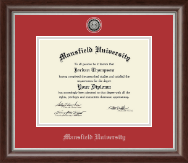 Mansfield University of Pennsylvania Silver Engraved Medallion Diploma Frame in Devonshire