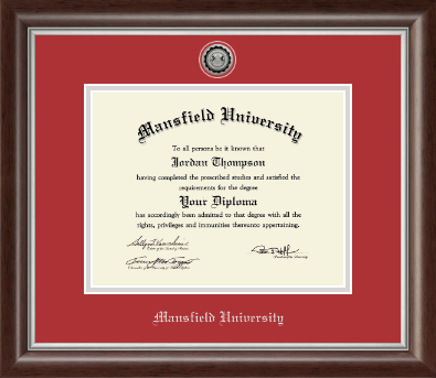 Mansfield University of Pennsylvania diploma frame - Silver Engraved Medallion Diploma Frame in Devonshire