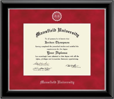 Mansfield University of Pennsylvania diploma frame - Silver Embossed Diploma Frame in Onyx Silver