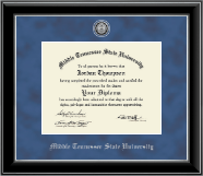 Middle Tennessee State University Silver Engraved Medallion Diploma Frame in Onyx Silver