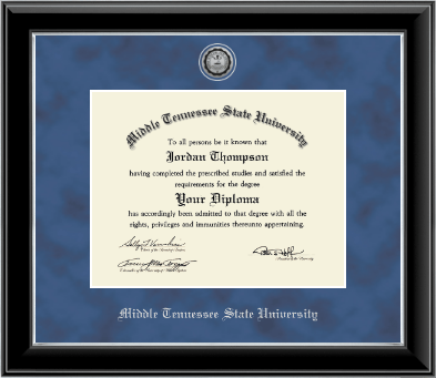 Middle Tennessee State University diploma frame - Silver Engraved Medallion Diploma Frame in Onyx Silver