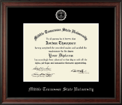 Middle Tennessee State University Silver Embossed Diploma Frame in Studio