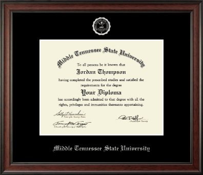 Middle Tennessee State University diploma frame - Silver Embossed Diploma Frame in Studio