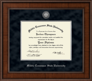 Middle Tennessee State University diploma frame - Presidential Silver Engraved Diploma Frame in Madison