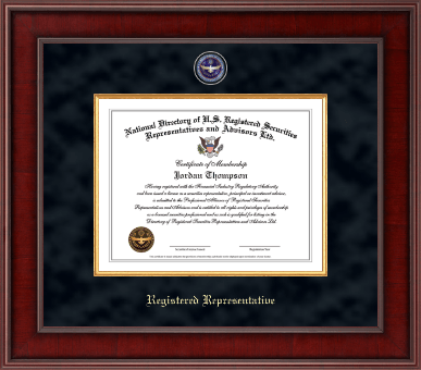 National Directory of U.S. Registered Securities Representatives & Advisors certificate frame - Registered Representative Presidential Masterpiece Certificate Frame in Jefferson