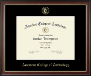 American College of Cardiology Gold Embossed Certificate Frame in Studio Gold