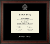 Foothill College Silver Embossed Diploma Frame in Studio