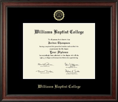 Williams Baptist College diploma frame - Gold Embossed Diploma Frame in Studio