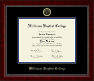 Williams Baptist College Gold Embossed Diploma Frame in Sutton