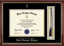 Beta Gamma Sigma Honor Society certificate frame - Tassel & Cord Certificate Frame in Southport Gold
