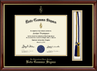 Beta Gamma Sigma Honor Society certificate frame - Tassel & Cord Certificate Frame in Southport Gold