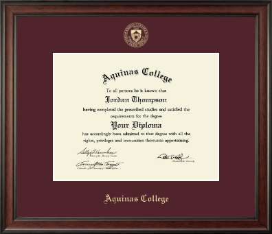 Aquinas College in Michigan diploma frame - Gold Embossed Diploma Frame in Studio