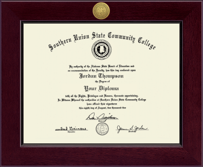 Southern Union State Community College diploma frame - Century Gold Engraved Diploma Frame in Cordova