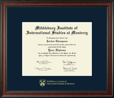 Middlebury College diploma frame - Gold Embossed Diploma Frame in Studio