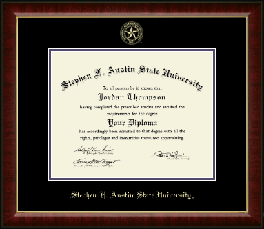 Stephen F. Austin State University diploma frame - Gold Embossed Diploma Frame in Murano