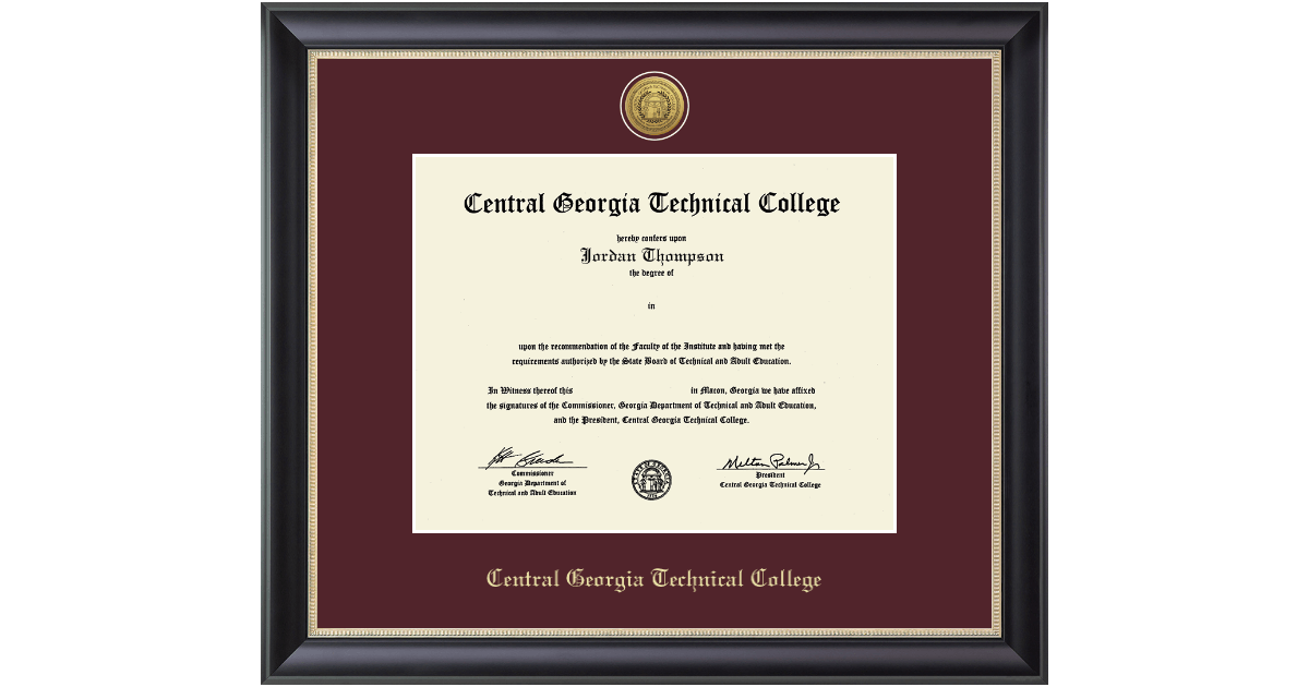 Central Georgia Technical College Diploma Frame | Church