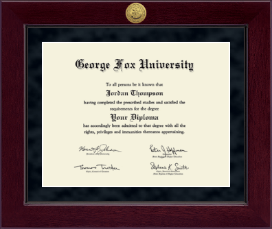 George Fox University diploma frame - Millennium Gold Engraved Diploma Frame in Cordova