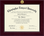 Christopher Newport University Century Gold Engraved Diploma Frame in Cordova