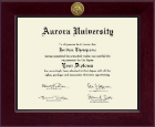 Aurora University Century Gold Engraved Diploma Frame in Cordova