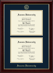 Aurora University Double Diploma Frame in Gallery